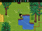 greg next to a small pond